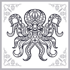 Kraken octopus zentangle arts isolated on white background.