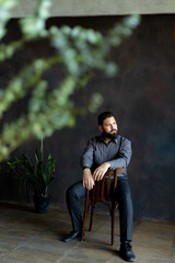 Portrait of an attractive young man with a beard