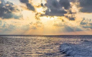 View of Gulf of Mexico from an offshore platform at sunset