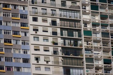 Close-up shot of a symmetrical residential building in San Paulo, good for real estate businesses