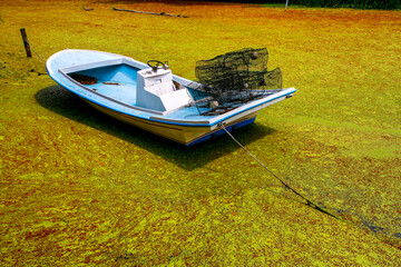 Crab boat in Houma, Louisiana in bayou