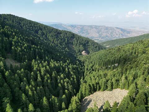 Aerial view of beautiful mountains in Bitola, Macedonia