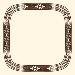 Greek key pattern, rounded square frame. Decorative ancient meander, greece border ornament with repeated geometric motif. Vector EPS10.