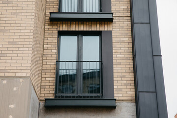 Fototapeta na wymiar modern houses apartments with black walls and stylish loft-style design