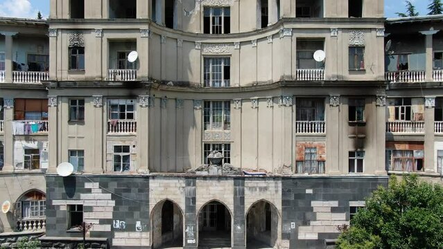 Drone footage of an abandoned soviet building in Tskaltubo, Georgia