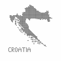 Fototapeta na wymiar Croatia map with grunge texture in dot style. Abstract vector illustration of a country map with halftone effect for infographic. 