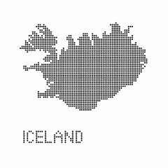 Fototapeta na wymiar Iceland map with grunge texture in dot style. Abstract vector illustration of a country map with halftone effect for infographic. 