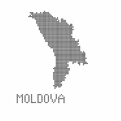 Fototapeta na wymiar Moldova map with grunge texture in dot style. Abstract vector illustration of a country map with halftone effect for infographic. 