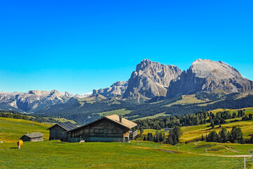 Fototapeta na wymiar Seiser Alm with the Dolomites in the background