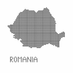 Romania map with grunge texture in dot style. Abstract vector illustration of a country map with halftone effect for infographic. 