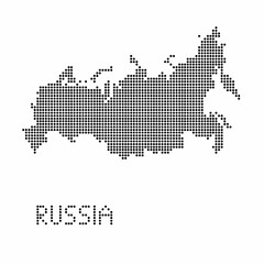 Russia map with grunge texture in dot style. Abstract vector illustration of a country map with halftone effect for infographic. 