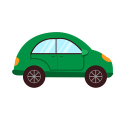 Plakat Automobile. A self-propelled vehicle with an engine for the transport of goods and passengers on trackless tracks. Children's toy car. Cartoon car. Vector illustration isolated icon on white backgroun