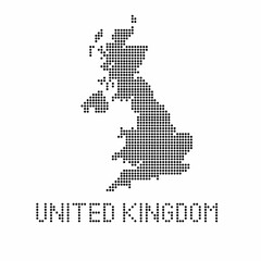 Fototapeta na wymiar United Kingdom map with grunge texture in dot style. Abstract vector illustration of a country map with halftone effect for infographic. 