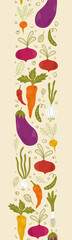 Lovely hand drawn vegetables seamless pattern, healthy doodle background with carrots, eggplants, onions - vector design