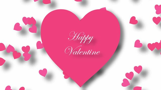 Happy Valentine Day greeting on love heart wallpaper background