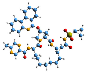  3D image of Paritaprevir skeletal formula - molecular chemical structure of Veruprevir isolated on white background
