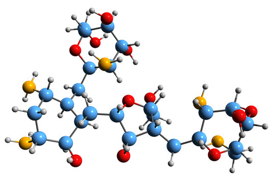  3D image of Paromomycin skeletal formula - molecular chemical structure of antimicrobial aminosidine isolated on white background

