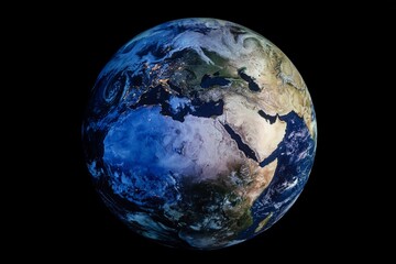 View of the Earth from space isolated on a black background