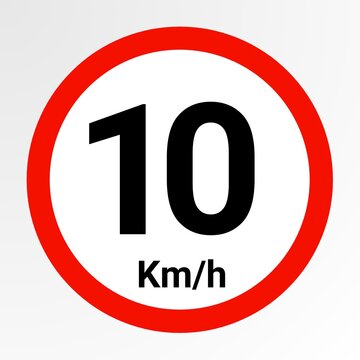 Speed limit 10 km/h sign icon 