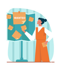 Search concept. Character looking for opportunities, decisions