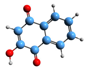 Obraz premium 3D image of Lawsone skeletal formula - molecular chemical structure of hennotannic acid isolated on white background 