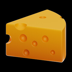 cheese food icon 3d rendering on isolated background