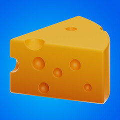 cheese food icon 3d rendering on isolated background