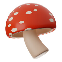 mushroom food icon 3d rendering on isolated background