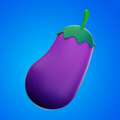 aubergine food icon 3d rendering on isolated background