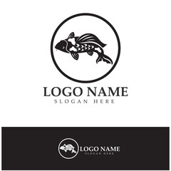 Koi Fish Logo Design Vector icon illustration Template