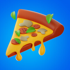 pizza fast food icon 3d rendering on isolated background
