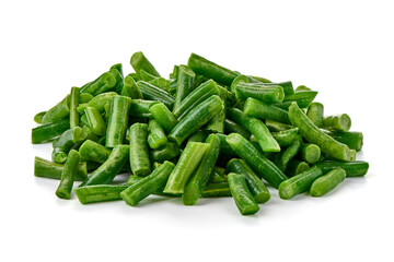 Delicious fresh green beans, isolated on white background.