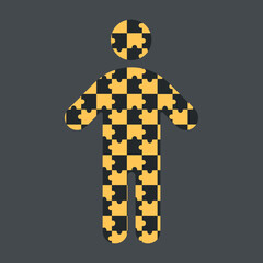 icon of a person who consists of puzzles on a dark background