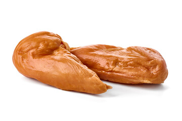 Smoked chicken fillet, isolated on white background. High resolution image.