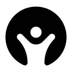 icon of a man with raised hands on a white background