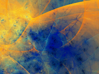 blue and yellow abstract fractal background 3d rendering illustration