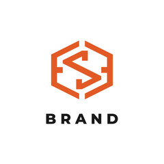 Letter S Logo Design With Surrounding Polygon Illustration Icons ,Vector Template