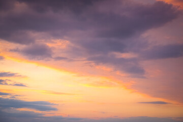 Picturesque view of sunset sky with beautiful clouds