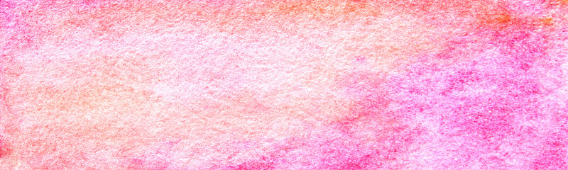 Watercolor texture background. Pink and orange cloud. Hand drawing art. Vintage backdrop banner....