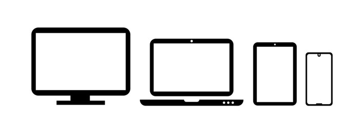 Fototapeta Telewizor, laptop, tablet, telefon komórkowy, monitor -  ilustracje wektorowe obraz