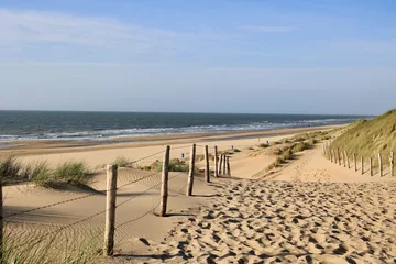 Poster de jardin Mer du Nord, Pays-Bas De belles dunes de sable et de larges plages sur la côte de la mer du Nord dans le sud de la Hollande, aux Pays-Bas.
