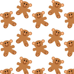 Seamless patterns of teddy bear cookies for christmas
