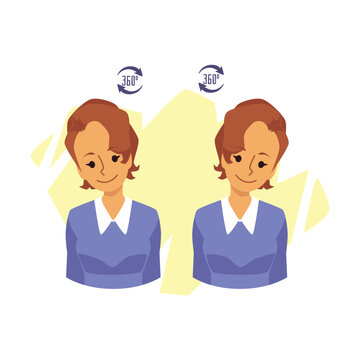 Head rotation exercise to get rid of pain flat vector illustration isolated.