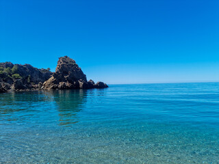 Panoramic view of Cala del Cañuelo beach in Malaga