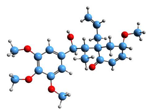  3D image of Megaphone skeletal formula - molecular chemical structure of organic compound isolated on white background
