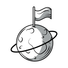 space moon with flag