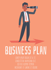 Business achievements plan and development strategy, flat vector illustration.