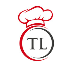 Initial Letter TL Restaurant Logo Template. Restaurant Logo Concept with Chef Hat Symbol Vector Sign