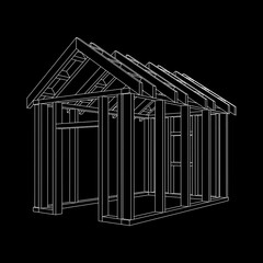 Building object or framing house. Greenhouse construction frame.