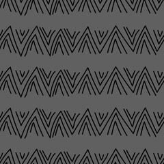 Vector. Hand drawn geometric pattern. Monochrome abstract outline chevron, checkmarks, zigzag. Repeating geometric texture, geometric shape. Mosaic abstract background. Dividers.